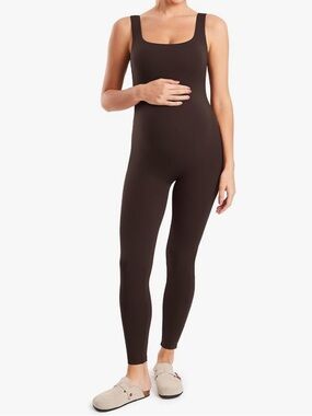 Momanda Maternity Sleeveless Bodysuit in Dark Brown